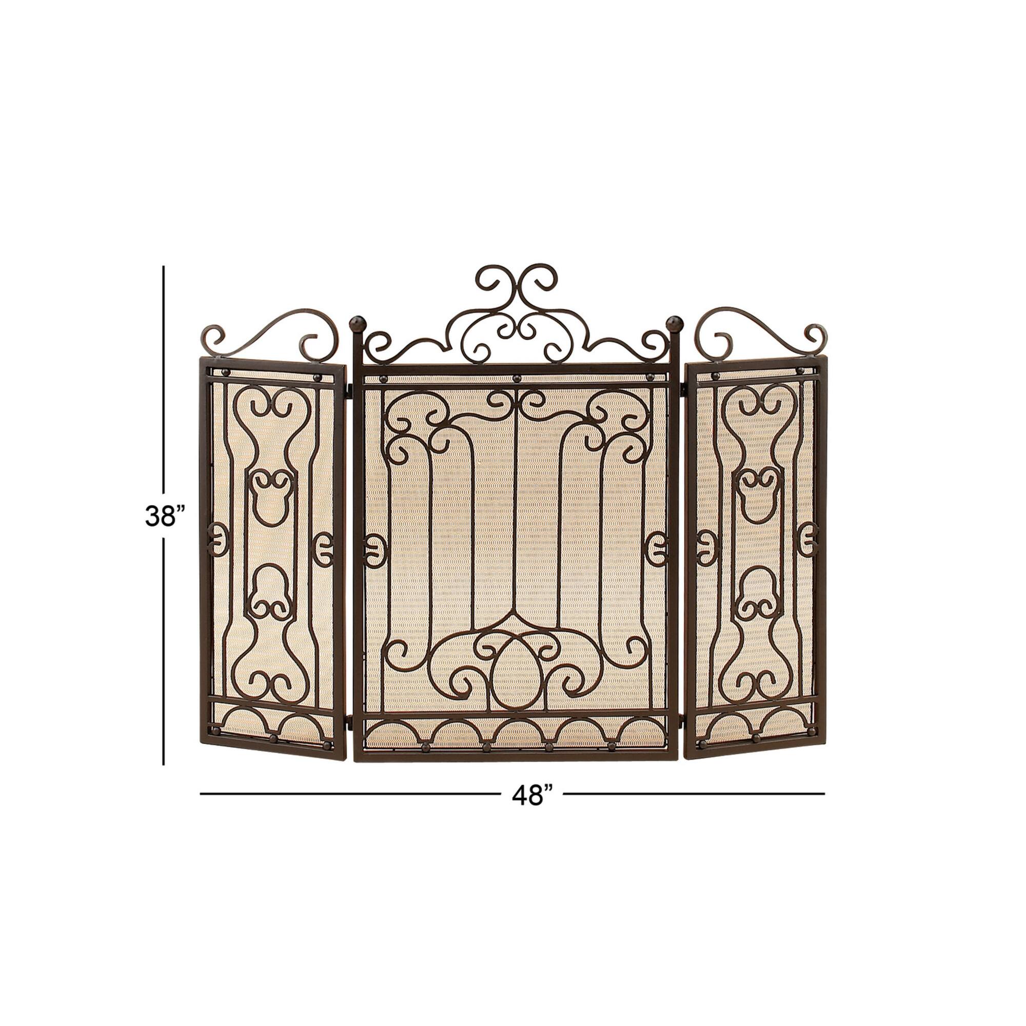 Brown Metal Traditional Fireplace Screen, 38" x 48" x 1"